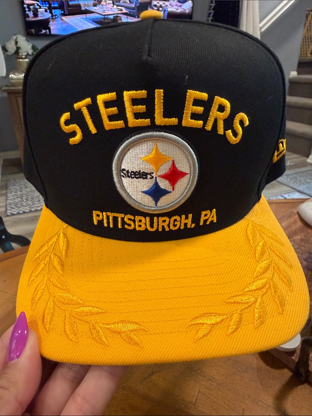 Pittsburgh Steelers NFL 2025 Draft Hat Black and Gold Fitted Size 7 1/2